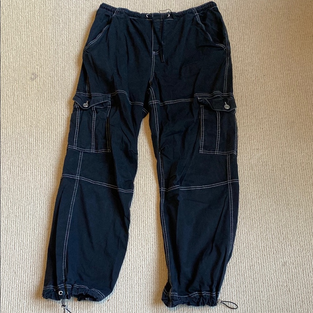 Garage Black Cargo Pants with Elastic Waistband